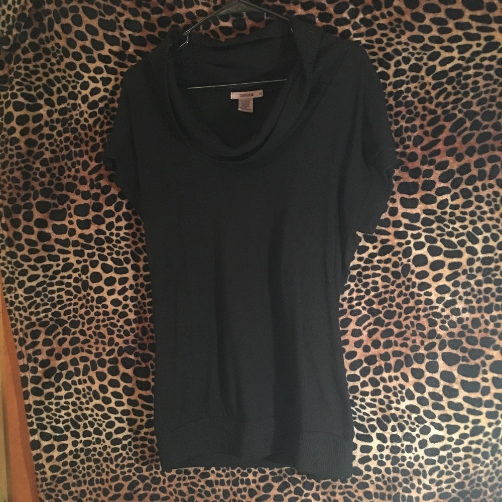 Women's Black Short Sleeve Sweater Top